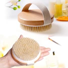 Dry Body Brush for Lymphatic Cellulite 2 Pack Body Scrub Brush Set for Shower Cleaning and Exfoliating Natural Wood Bristles 2 Sizes 10.5cm Round and 13 x 6.5cm Oval