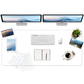 BLESWIN Clear Desk Mat, Transparent Writing Desk Mat, Durable Waterproof Multi-Functional Table Protector with Non-Slip Adhesive, 23.62 x 47.24 Inches, Suitable for Home and Office