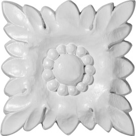 Ekena Millwork ROS04X04X00CL Jackson Square Rosette, 4"W x 4"H x 5/8"P, Primed
