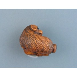HANDMADE BOXWOOD OJIME BEAD - DOG