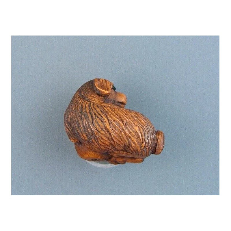 HANDMADE BOXWOOD OJIME BEAD - DOG