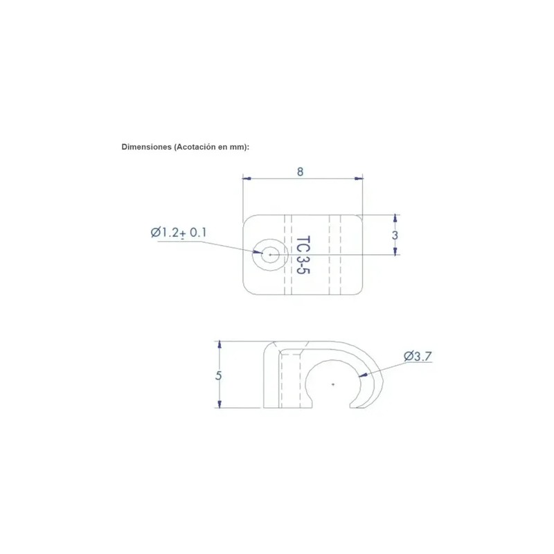 Grapa Sujetador De Polipropileno Para Cable Redondo 100 Pzs