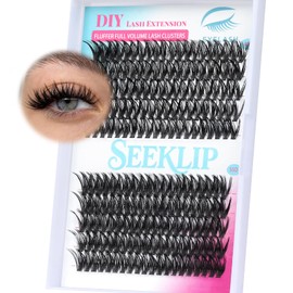 Fluffy Lash Clusters 40D 50D Cluster Eyelash Extensions Soft Cluster Lashes 14mm D Curl Individual Lashes Wispy Eyelash Clusters DIY Lash Extension at Home by SeekLip (40D+50D)