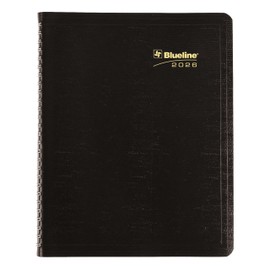 Blueline® 2026 Plan & Link™ Essential Monthly Planner, 16 Months, September 2025 to December 2026, Twin-Wire Binding, 9.25" x 7.25", Black (C1200.81T-26)