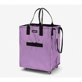 Hulken Large Rolling Tote Bag with Zip Top & Button Closure:_Lilac