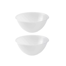 Homeshopa Plastic Mixing Bowl, 2 Litre 2 Pk Reusable Kitchen Cooking Serving Bowl, Non Slip Base, Compact & Stackable, Popcorn Salad Bowl for Food Prep Baking, Dishwasher Safe, 20cm Clear
