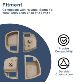 FZJDSD 4Pcs Beige Left and Right Inside Door Handle Frame Cover Bezel Compatible with Hyundai Santa Fe 2007 2008 2009 2010 2011 2012 Replace 82611-2B000 82621-2B000 83611-2B000 83621-2B000