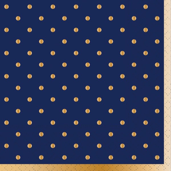 Design Design Gold Swiss Dots Beverage Napkin, 5-Inch, Midnight Blue,
