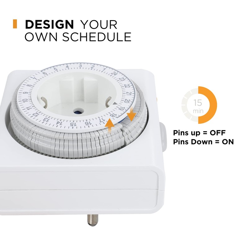G-Homa Mechanical Timer Socket, Analogue Timer for Indoor Use with
