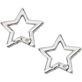 2Pc Silver Star Shaped Stainless Steel Keychain Clip Snap Hook Holder Star Carabiner Hook Clip Key Holder Carabiner Clip for Keys and Wallet with Key Chain Rings Accessories (L),Star Keychain Clasp