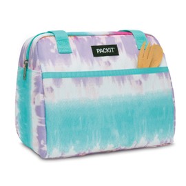 PackIt Freezable Hampton Lunch Bag, Tie Dye Sorbet, Built with EcoFreeze Technology, Collapsible, Reusable, Zip Closure with Front Pocket and Shoulder Straps, Perfect for Tweens and Adults