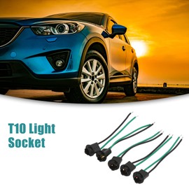 ACROPIX 2 Wires 168 194 T10 LED Light Socket Turn Signal Light Wire Harness Connector Black - Pack of 5