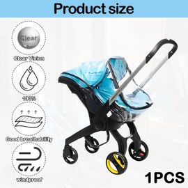 Doona Rain Cover, Rain Cover Pram for Doona Car Seat Stroller, Raincover for Stroller with Easy Access Zipper, Transparent PVC Raincover Accessories, Windproof and Waterproof