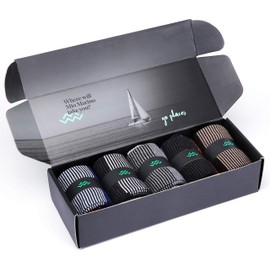 Marino Mens Patterned Dress Socks, Colorful Fun Socks, Fashion Cotton Socks - 5 Pack - Conventional Design Dress Socks - Genteel Striped - 10-13