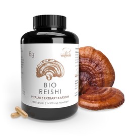 Pilze Wohlrab Organic Reishi Extract, 240 Capsules, 350 mg Reishi Extract per Capsule, with Vitamin C, Highest Organic Quality