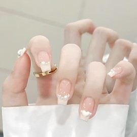 [ALLEVG] Nail Tips, 24 Pieces, Short 3D, Fall & Winter, Popular Japanese Style, Cute, Simple, Stylish, Coming of Age Ceremonies, School Entrance Ceremonies, Graduation Ceremonies, Weddings, Parties,