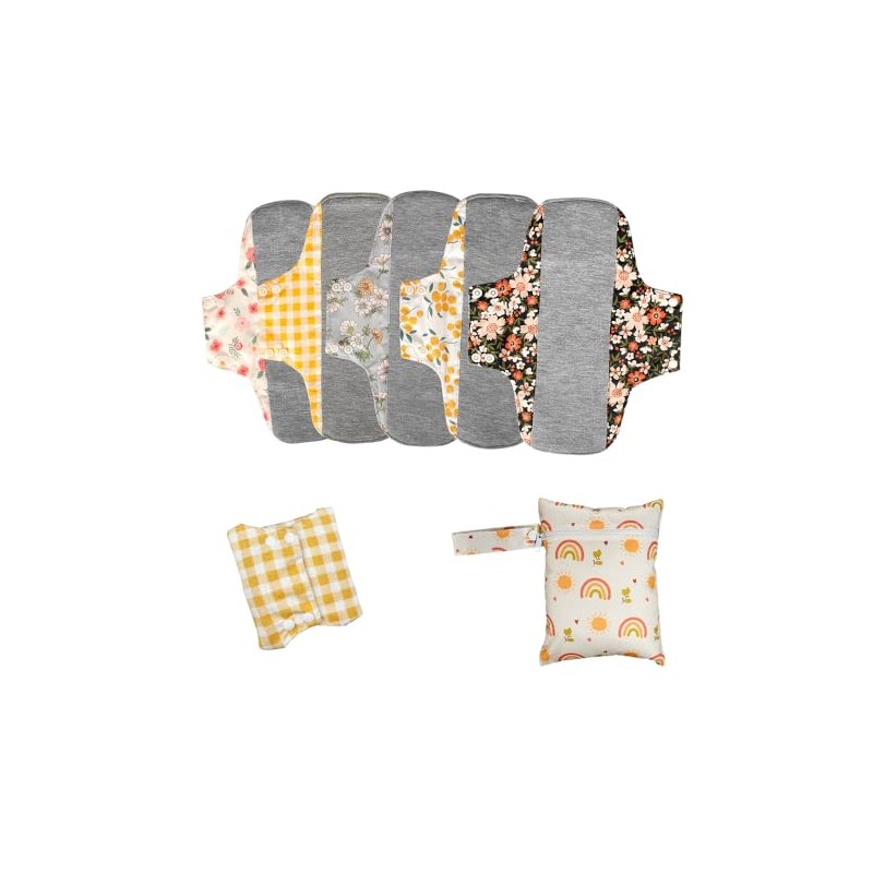 AIO Compresas menstruales de tela reutilizables y lavables, 5 unidades,