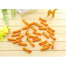 100 Colored Wooden Large Pegs 45mm Clothespins Craft Photo Clips with 20 Meters Jute Twine for Craft Rustic Decoration (Orange)