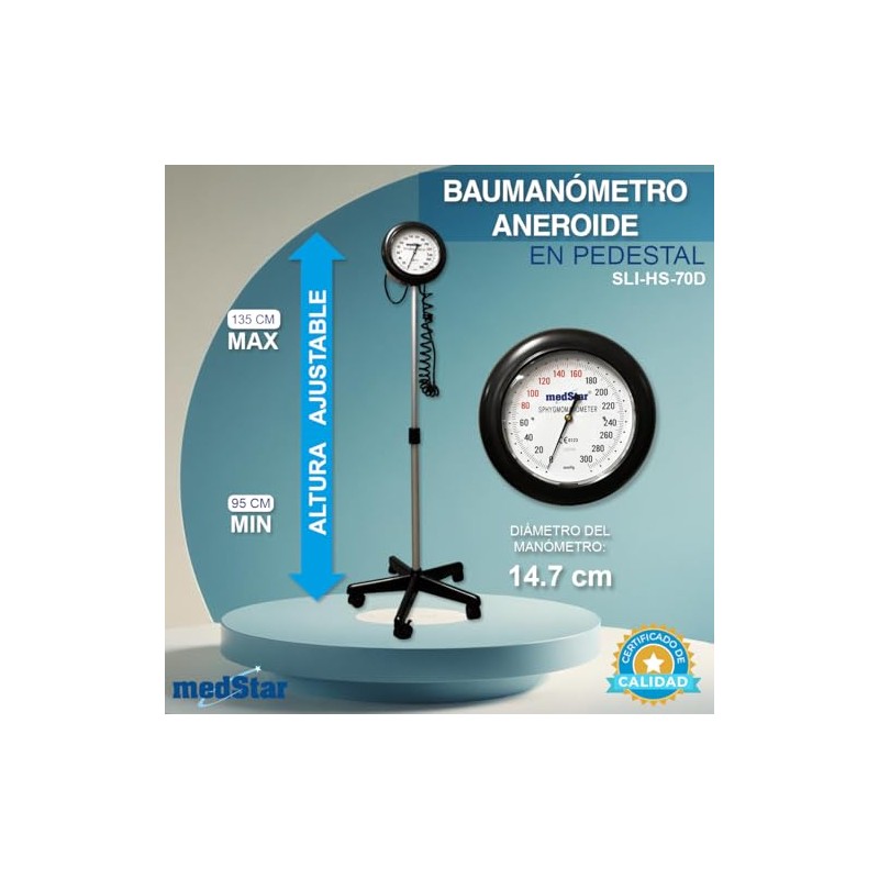 MEDSTAR | Baumanómetro Aneroide de Pedestal con Altura Ajustable