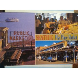 MICHAEL'S POST CARDS KENT WA CHROME POST CARD  AERIAL VIEW  SEATTLE PIKE PLACE MARKET  SEATTLE WASHINGTON