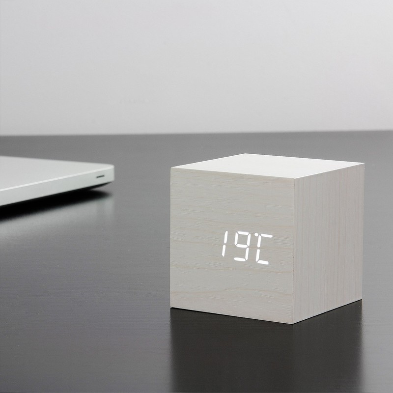 Gingko Cube LED Click Clock Alarm Clock with Sound Activation