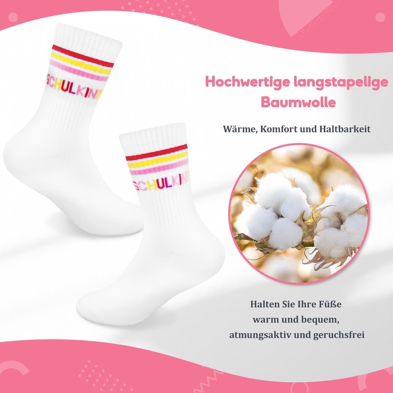 Orifinter Schulkind Cotton Socks 27-32 Children's Cotton Socks School Gift,