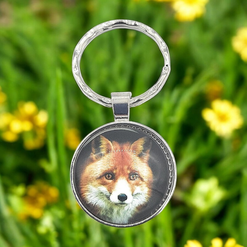 Promotech Smart Fox Keyring - Flat Epoxy Resin Metal Keyring