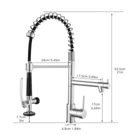 FLG Brushed Nickel Kitchen Faucet Single Handle Spring Faucet with Pull Down Sprayer Water Tap Mixer Desk MountedColor: Chrome, Surface Finishing: Stainless Steel