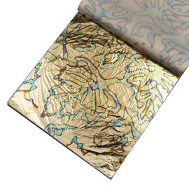 INSPIRELLE 5" x 5" Imitation Gold Foil Variegated Metallic Leaf 25 Sheets for Arts and Gilding Crafts, Leaves
