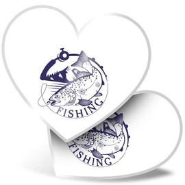 2 x Heart Stickers 15 cm - Fishing Logo Equipment Carp Fish Fun Decals for Laptops,Tablets,Luggage,Scrap Booking,Fridges, #5251