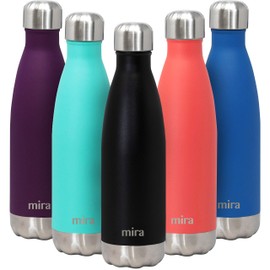MIRA 17 oz Insulated Water Bottle - Stainless Steel Cola Shape Thermos - Double Wall Hot & Cold Flask (24Hr Cold/12Hr Hot) - Matte Black