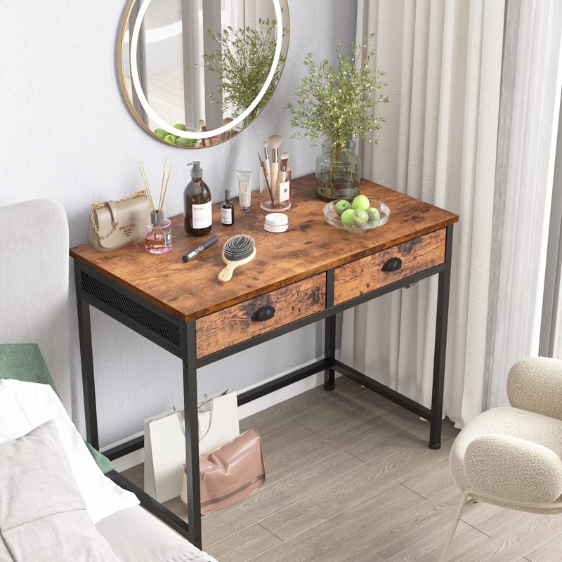 Furologee Computer Desk with 2 Fabric Drawers, 36 Inch Small