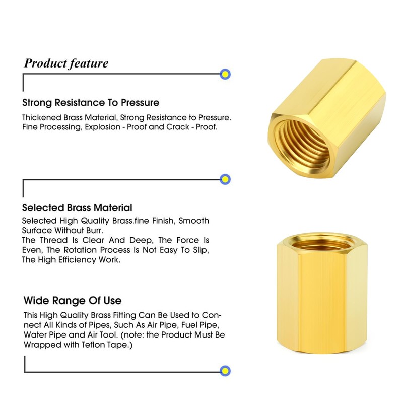 TAILONZ PNEUMATIC Brass Hexagon Socket Fitting for Connections, 3/8 inch