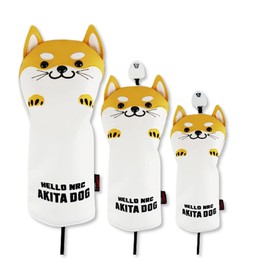 Golf Cover Schnauzer Akitainu Golf Character Headcover Driver Wood Fairway Wood Utility Iron Cover G FW UT I with Number Tag (Akita Inu SML 3 Piece Set)