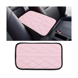 KHGUZ Car Center Console Cushion Pad, Leather Waterproof Vehicle Armrest Seat Box Cover, Comfortable Automotive Interior Arm Rest Protector Accessories, Universal for SUV, Sedan, Truck (Pink)