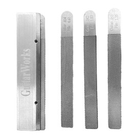 Laroal 4PCS Guitar Nut File Set Round Slot Guitar Fret Wire Replacement Filing Leveling Tool Nut Slotting File Kit Wood Guitar Tools 95g with Polishing Tool