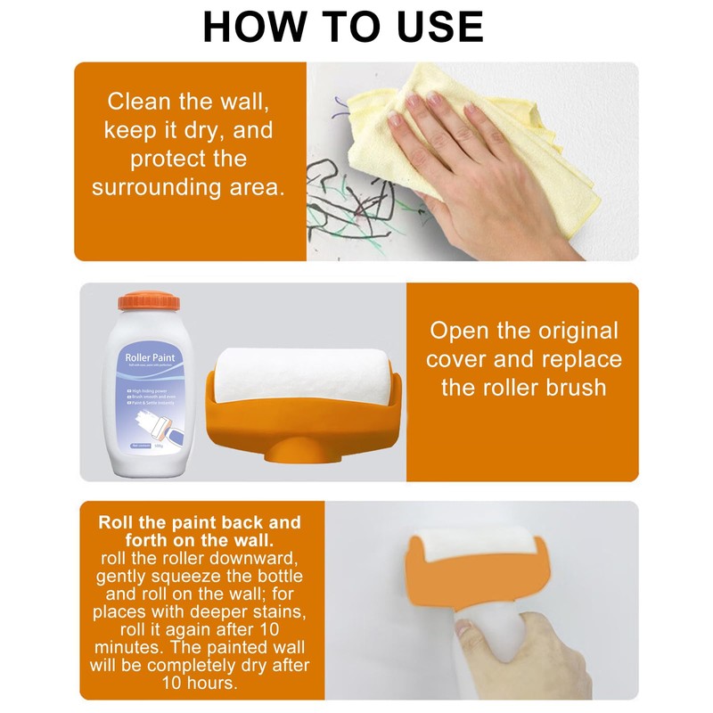 17oz/500g White Wall Paint with Roller Brush for Wall Touch