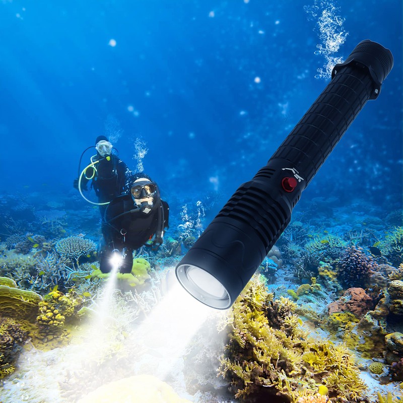 Professional Diving Flashlight with Magnetic Key Switch 3 Modes Super