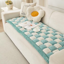 Awjcsv Fuzzy Pet Couch Covers for Sofa, Non Slip Sofa Cover for 3 Cushion Couch Sofa Pet Friendly, Pet Sofa Covers for Furniture (Lake-Blue, 27.6" x 59.1")