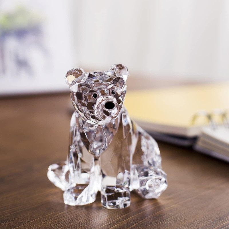 DANRECIN Acrylic Bear Figurine Cute Polar Bear Home Decor Clear