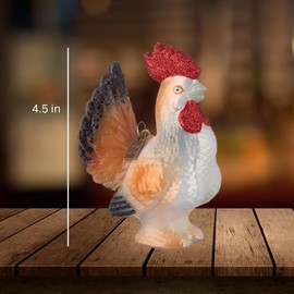 Christmas Market Ornaments Glass Rooster Christmas Ornament – Handcrafted Farmhouse Holiday Tree Decoration with Glittering Accents – Farm Animal Decor