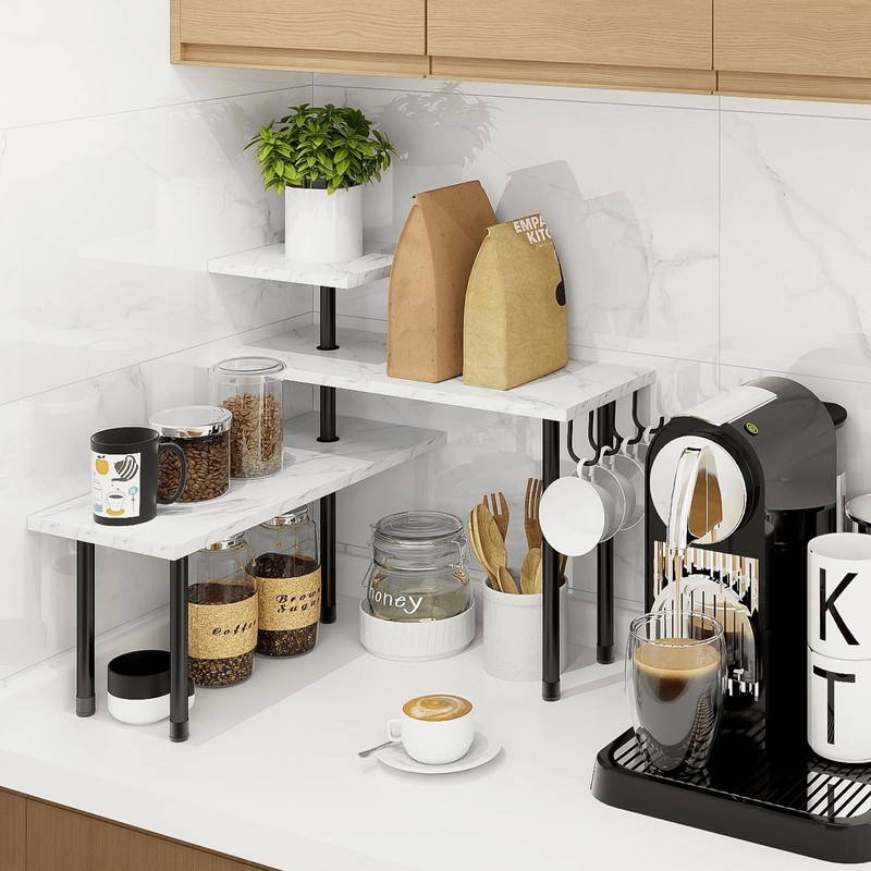 Homode Bathroom Counter Organizer Corner Shelf, Kitchen Countertop Organizer, 3