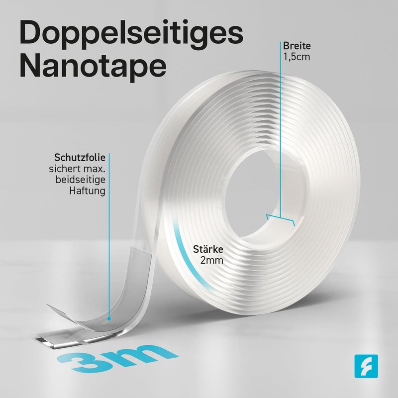 FIXWERK Nano Tape, Double-Sided Nano Tape, Extra Strong, 3 Metre