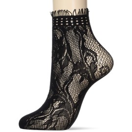 Gunze THS967 Women's IHR COUTURE Socks, Eacture, Separate Crew Length, Black