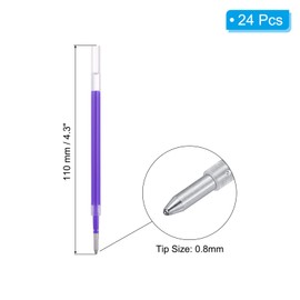 PATIKIL Gel Pen Refills, 24 Pcs 0.8mm Medium Point Neon Coloring Gel Ink Pen Replace Refills for Retractable Click Pens Writing Drawing Doodling Office Study Classroom Supplies, Purple