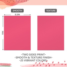 100 Sheets 8.5X11 Inch Colored Cardstock 65 lb Textured Construction Paper Card Stock Printer Paper for Printing, Card Making, Scrapbooking 180 GSM