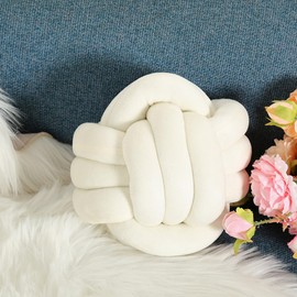 NatureMan Soft Knot Ball Pillows,Round Throw Pillow Cushion Children Room Decoration Plush Pillow,Handmade Round Plush Pillow,Calming Stress Relief PlushToy,diameter 28cm (Cream White)