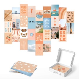 Haus and Hues Peach Photo Collage Kit for Wall Aesthetic - Set of 30 Collage Wall Kit Aesthetic Pictures for Wall Collage | Aesthetic Wall Collage Kit Aesthetic Room Decor for Teen Girls | 4" x 6" (Peach Set of 30)