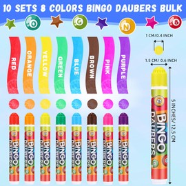 Crtiin 40 Pcs Bingo Daubers Dot Markers Set 12ml /0. 4oz Each, 8 Vibrant Colors for Kids Adults Dot Paint Markers Idea for Bingo Games, Art Crafts, Classroom Activities DIY Projects