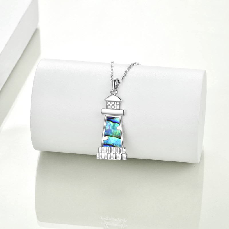 YAFEINI Women's Lighthouse Necklace 925 Sterling Silver Abalone Shell Jewellery